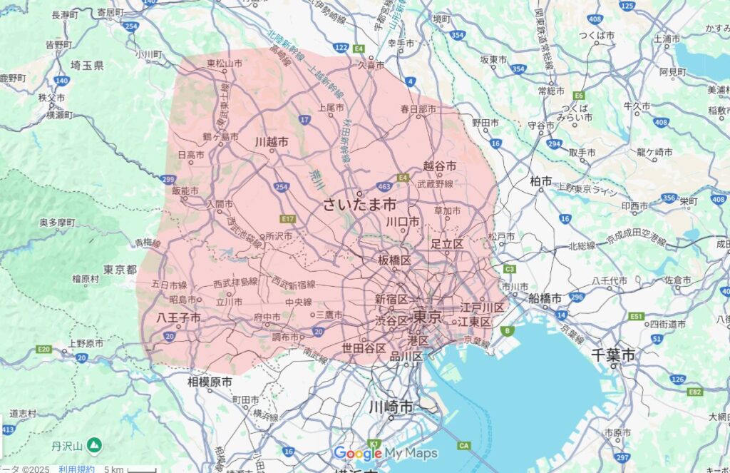 COSMO SubscRentalのサービス対応エリアの画像