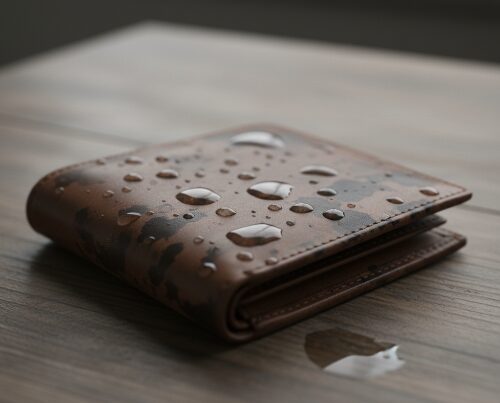水に濡れた財布の写真