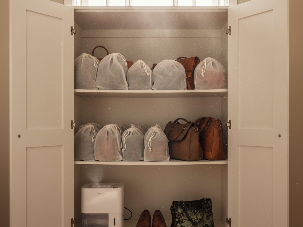 クローゼットに保管されているバッグの写真