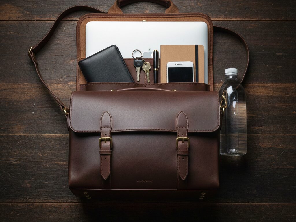 ビジネスバッグの収納の写真