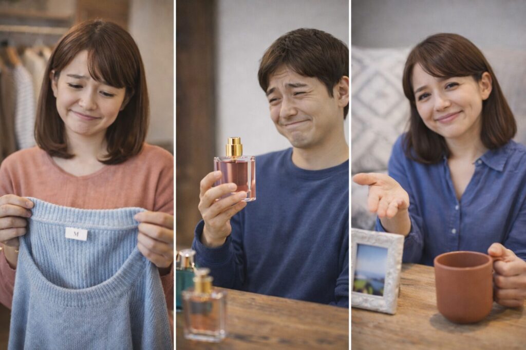 プレゼントが趣味と違って困っている人物の写真