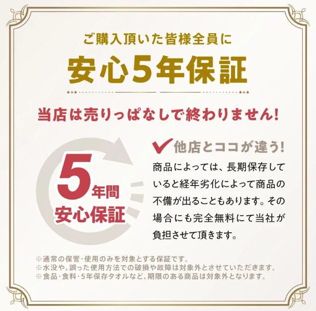 Defend Future公式サイトの5年保証解説画像