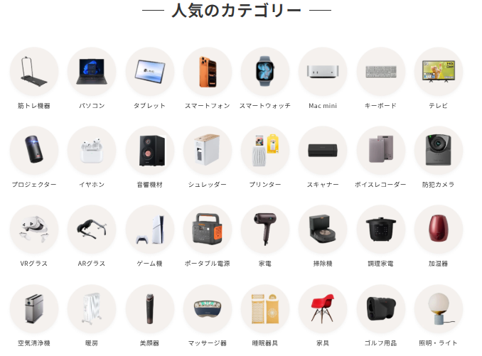 GYMGATEのレンタルできる商品一覧の画像